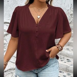 Plus - Elegant Burgundy Blouse - 2X 16